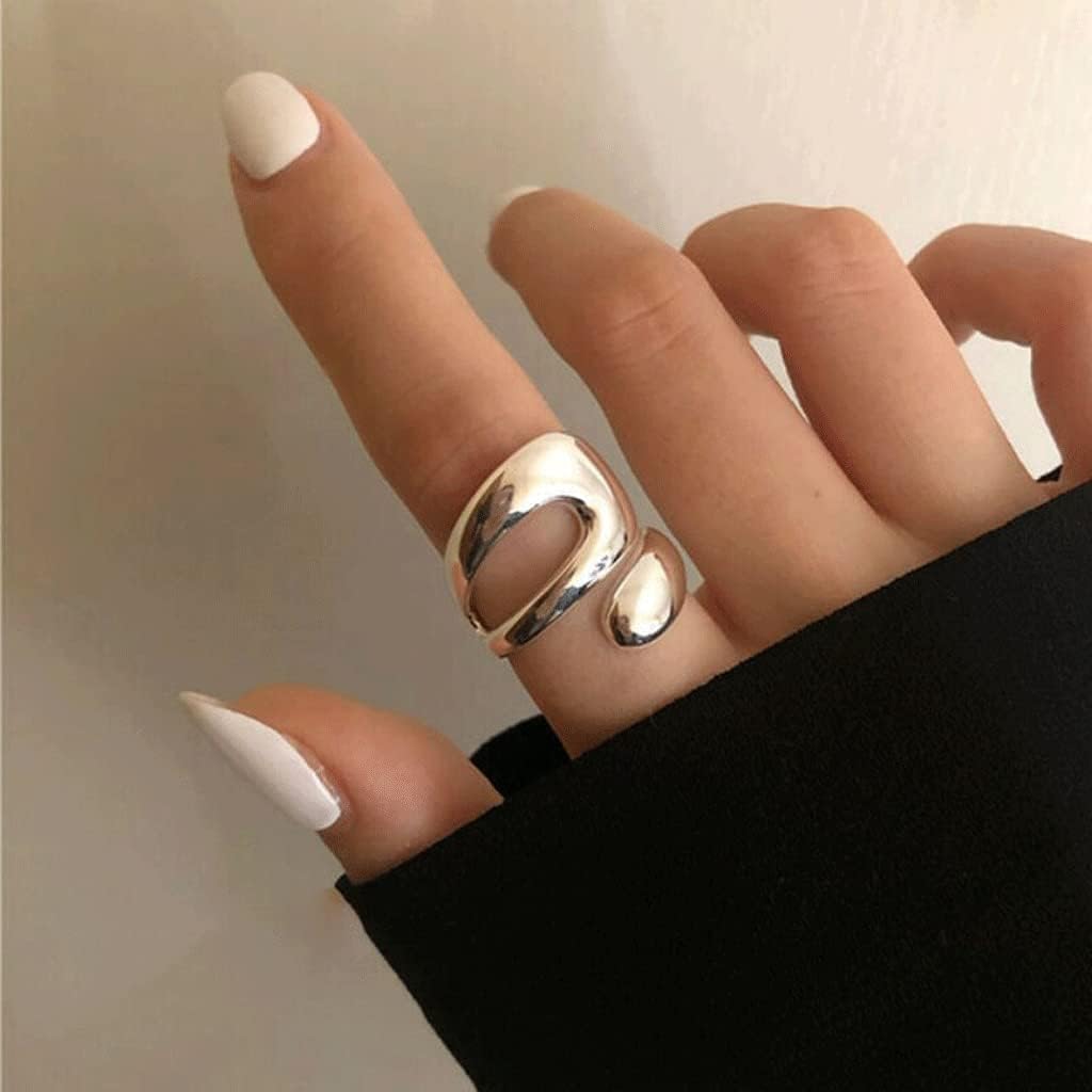 Adjustable Double Teardrop Lines Shape Rings