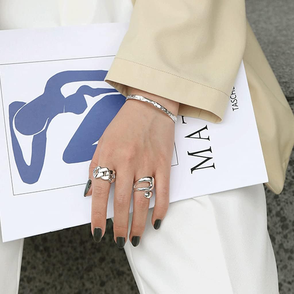 Adjustable Double Teardrop Lines Shape Rings