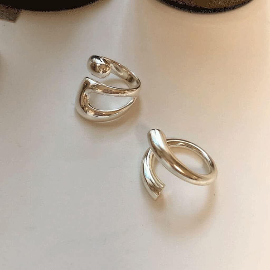 Adjustable Double Teardrop Lines Shape Rings