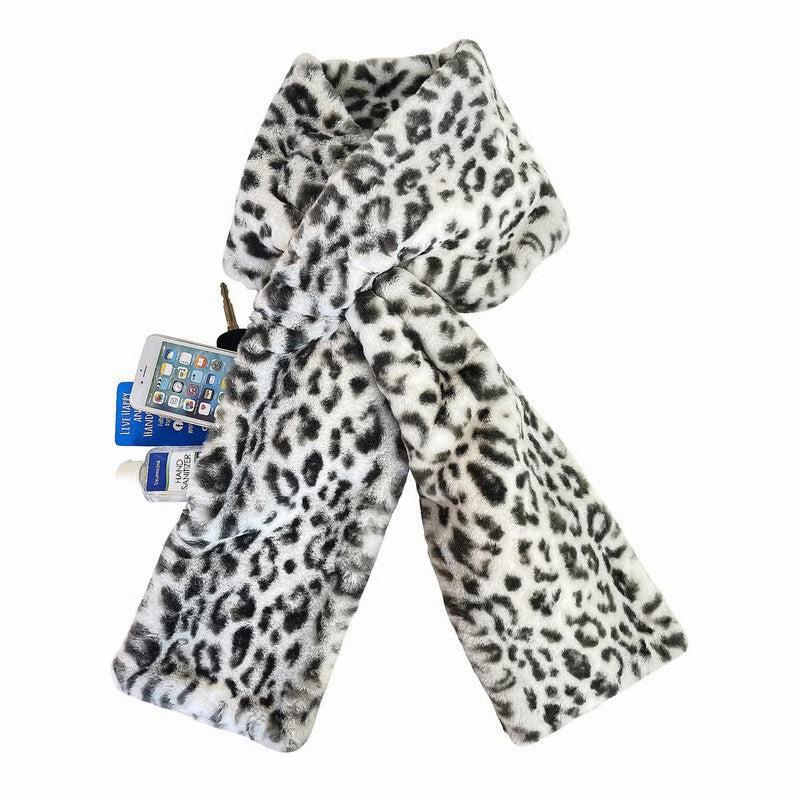 Cloud-Soft Faux Fur Pull-Through Scarf: Elegant Warmth with a Discreet Security Pocket
