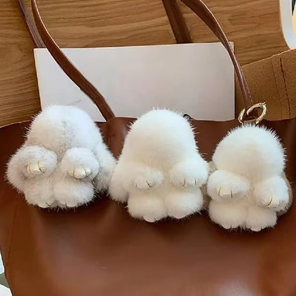 Easter Bunny Plush Keychain – Cute Faux Fur Bag Charm & Car Keyring