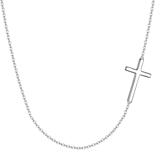 Sideways Cross Necklace for Women
