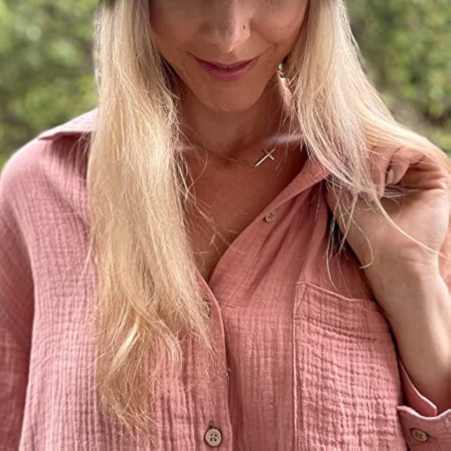 Sideways Cross Necklace for Women