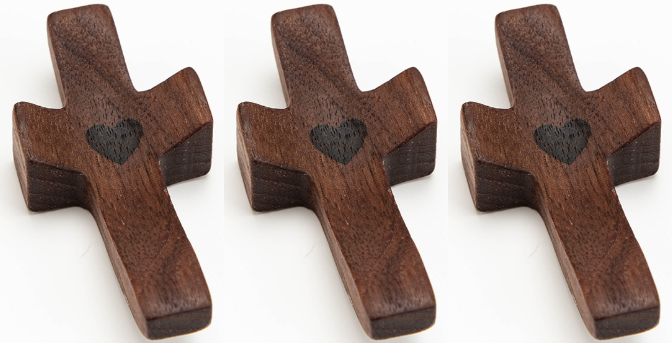 Faith in Hand – Walnut Wood Comfort Cross, Anxiety Relief Gift, Prayer & Meditation Tool for Adults and Kids (3 Pcs)