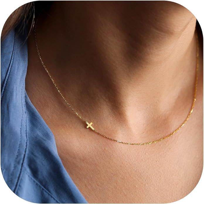 Sideways Cross Necklace for Women