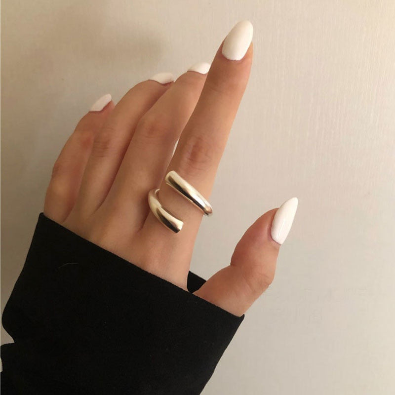 Adjustable Double Teardrop Lines Shape Rings