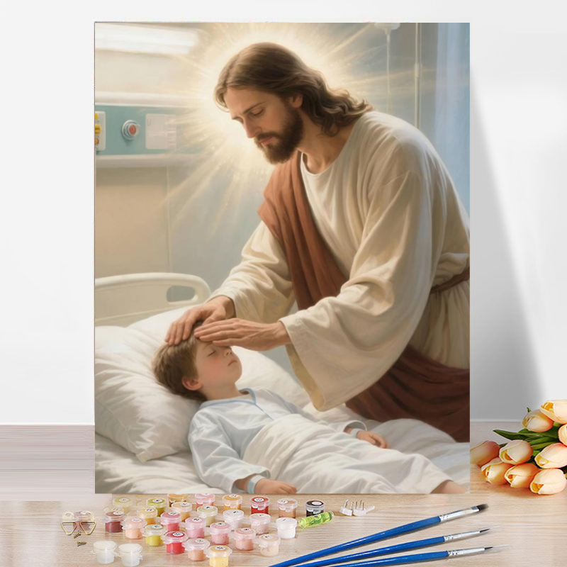 Jesus Healing a Child Paint by Numbers – Divine Compassion DIY Art Kit