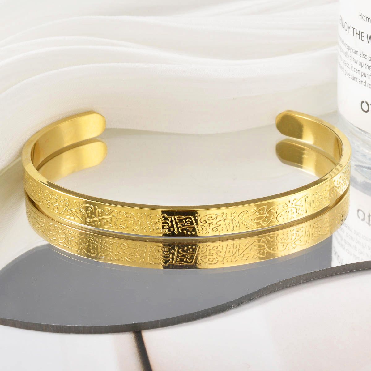 Engraved Script Cuff Bracelet