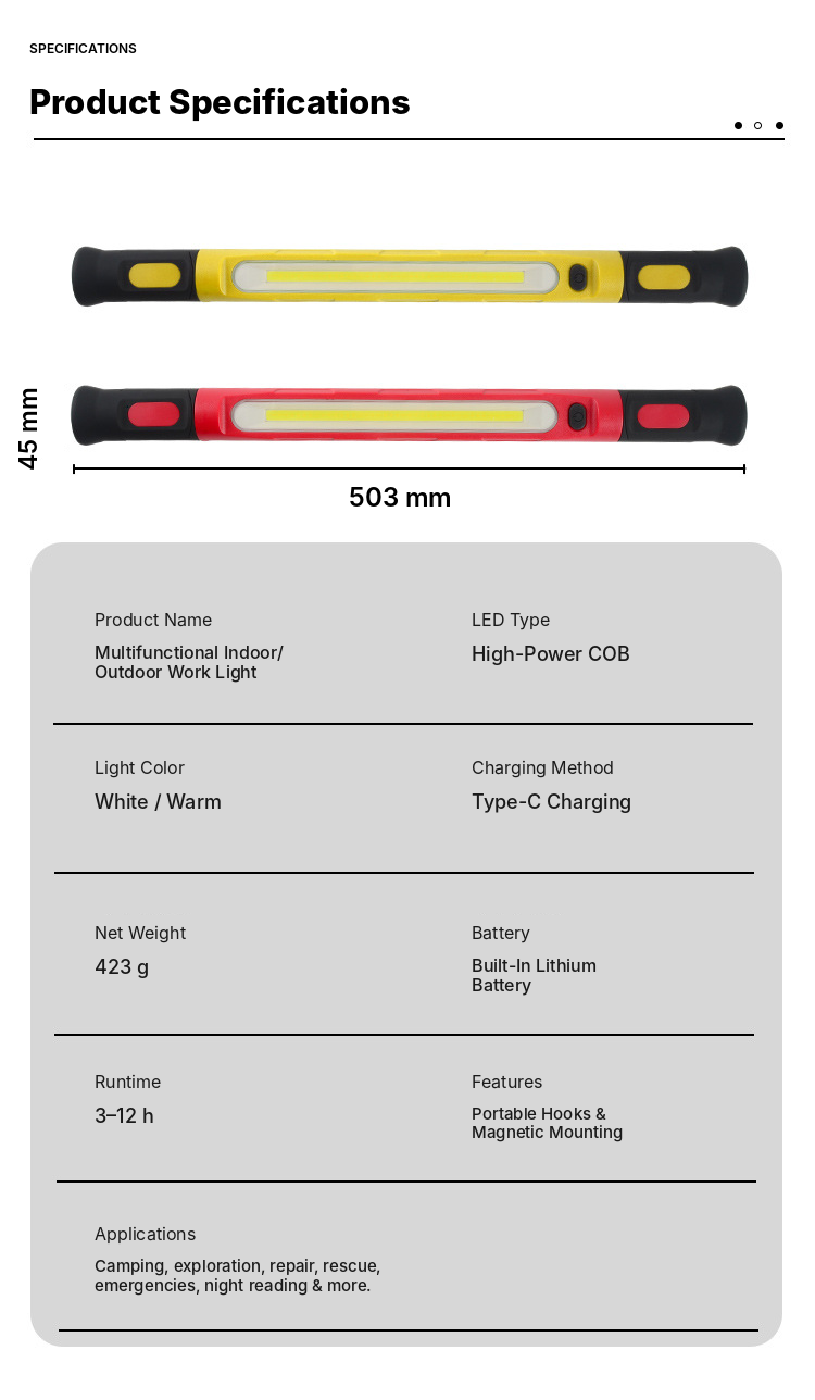 Under Hood Work Light Bar