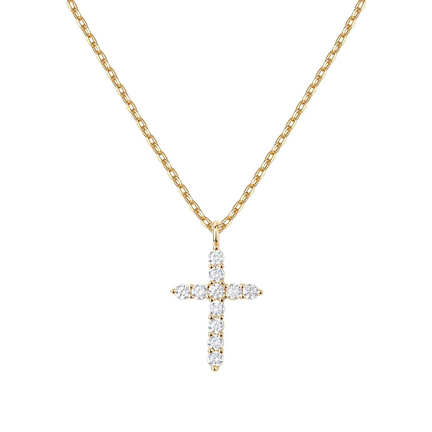 14K Gold Plated/18K Gold Vermeil Cubic Zirconia Cross Necklace for Women | Cross Faith Pendant Necklaces
