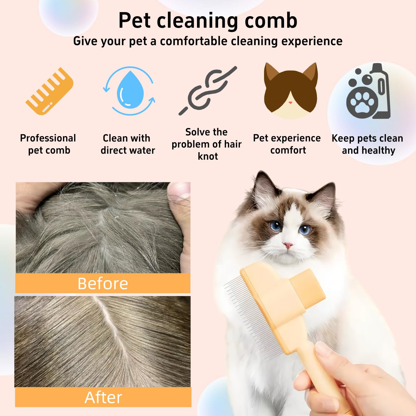 Self-Cleaning Flea Comb for Pets | Pet Grooming Brush