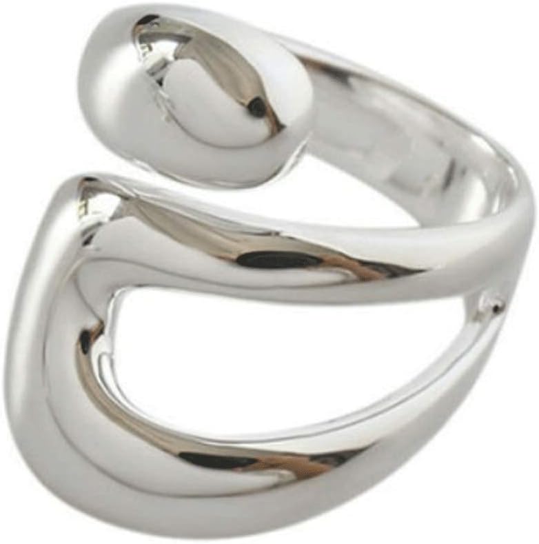 Adjustable Double Teardrop Lines Shape Rings