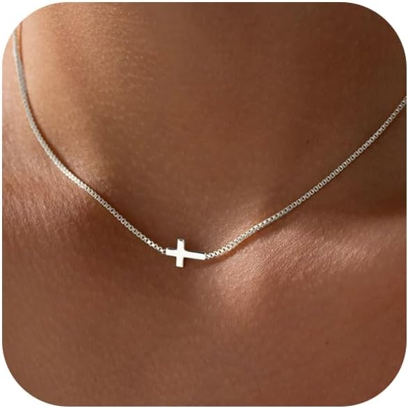 Sideways Cross Necklace for Women