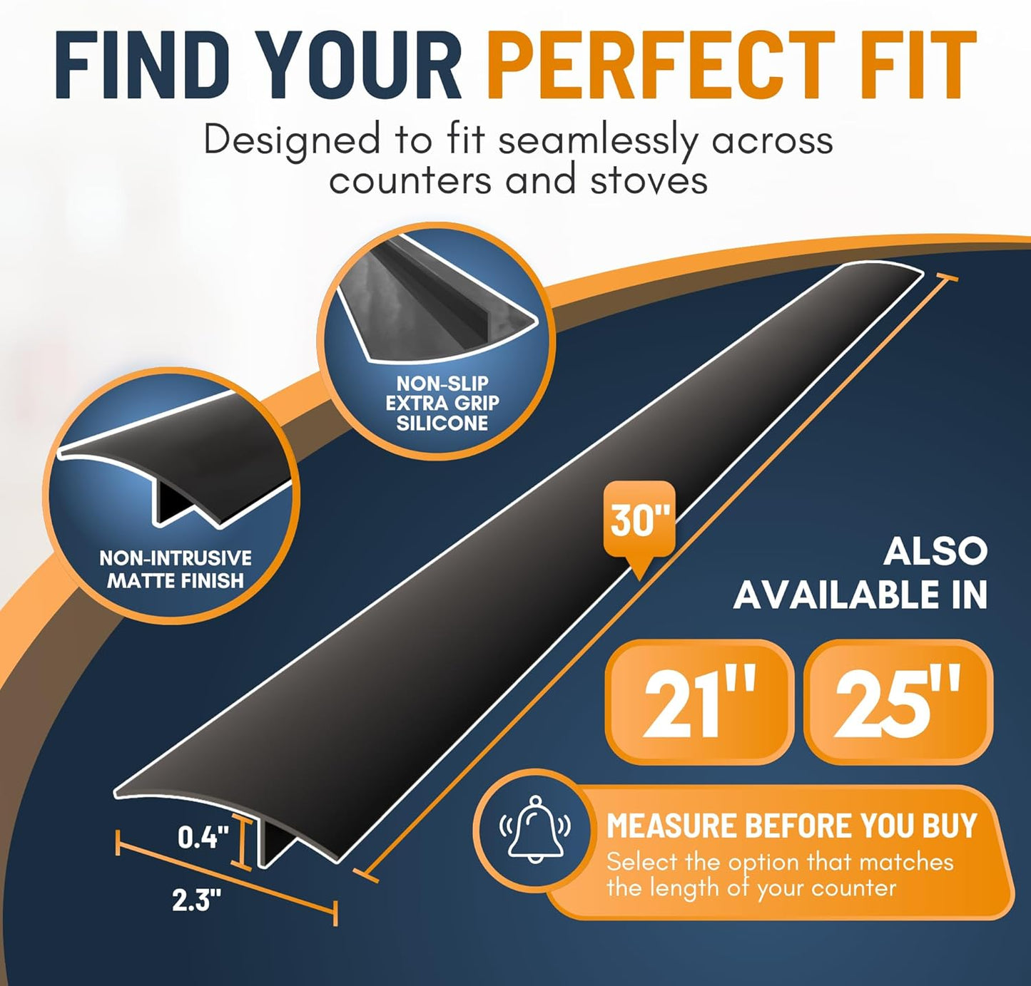 Stove Gap Covers – Silicone & Stainless Steel Kitchen Gap Filler (2 Pack, Easy Clean & Heat Resistant)