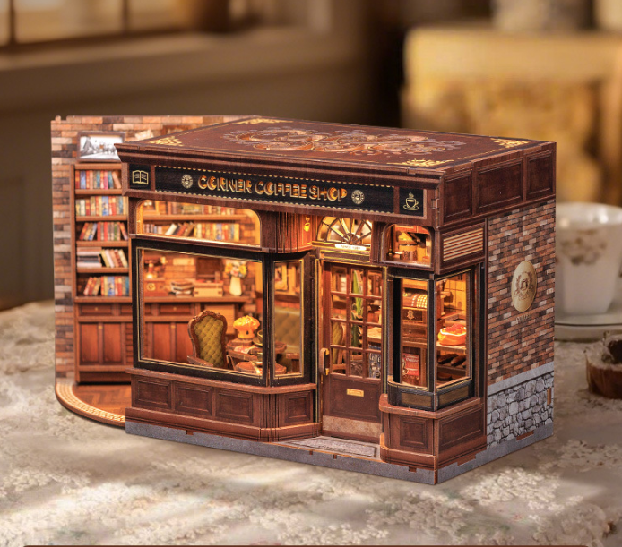 Corner Coffee Shop-DIY 3D Book Nook Model Kit