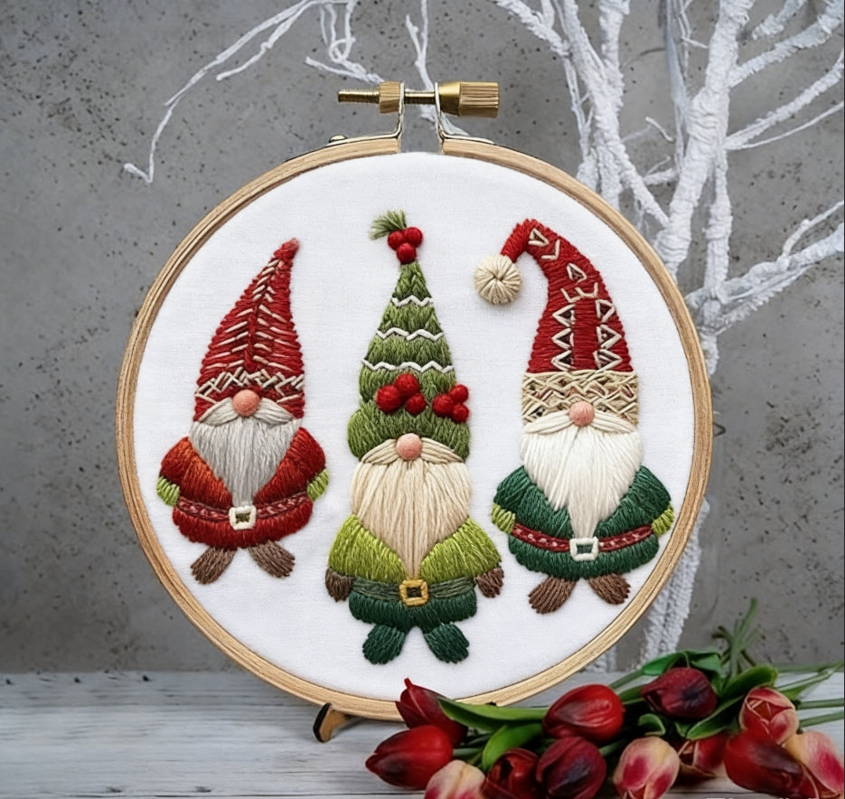 Cozy Christmas Gnome Embroidery Kit