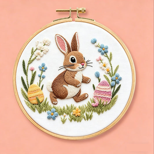 Spring Bunny Floral Embroidery Kit