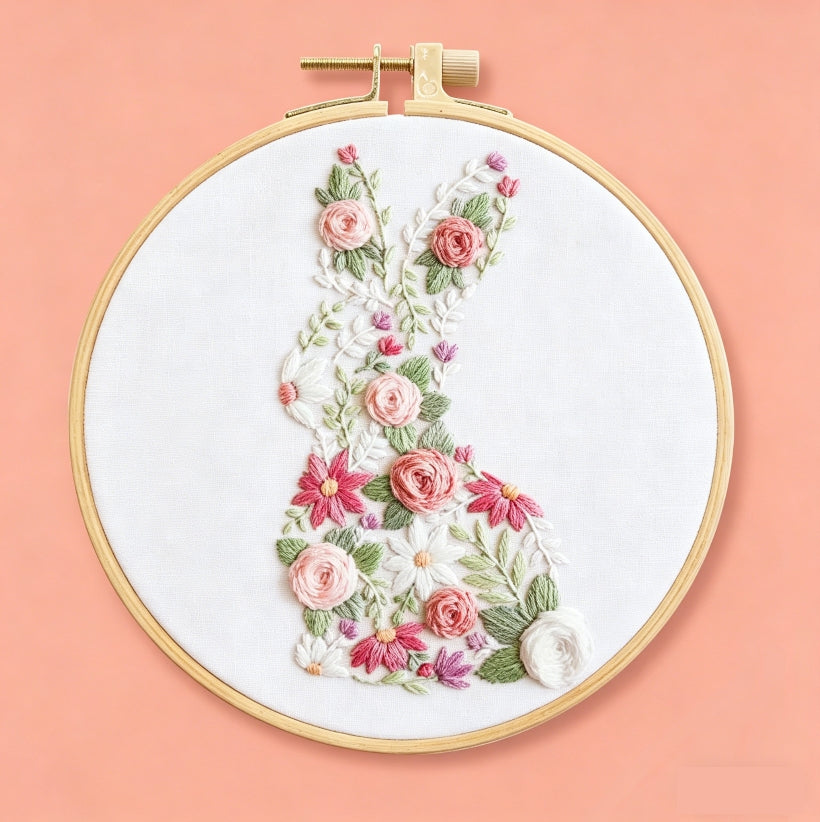 Floral Bunny Silhouette Embroidery Kit