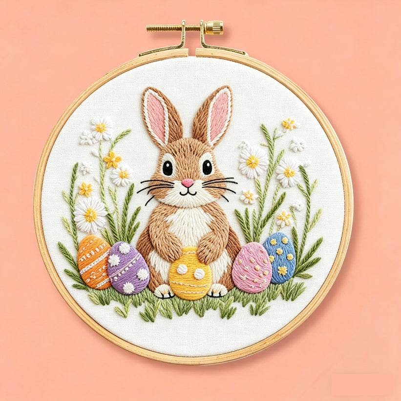 Easter Bunny Daisy Embroidery Kit