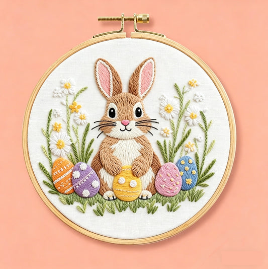 Easter Bunny Daisy Embroidery Kit
