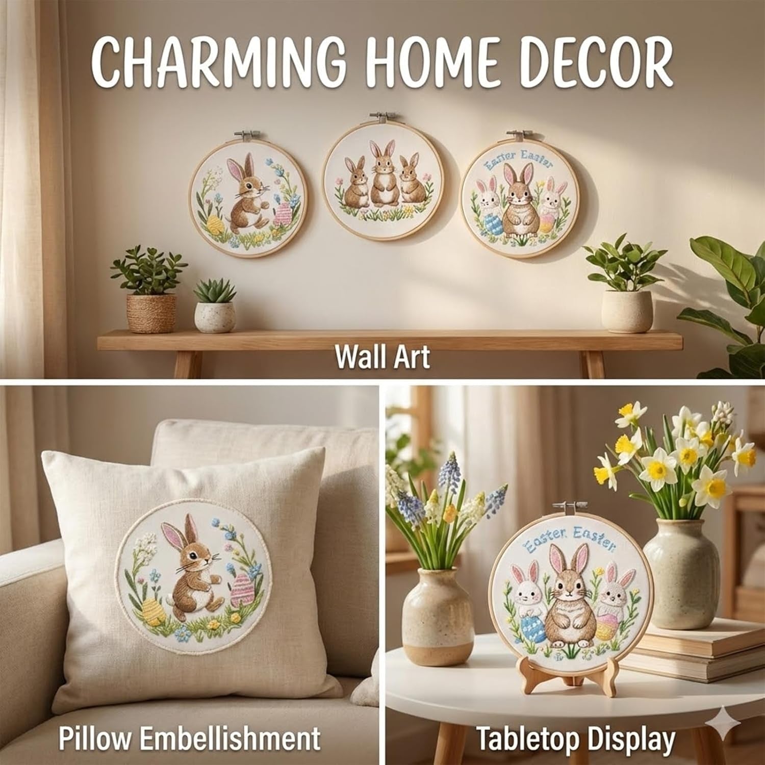 Easter Bunny Trio Embroidery Kit
