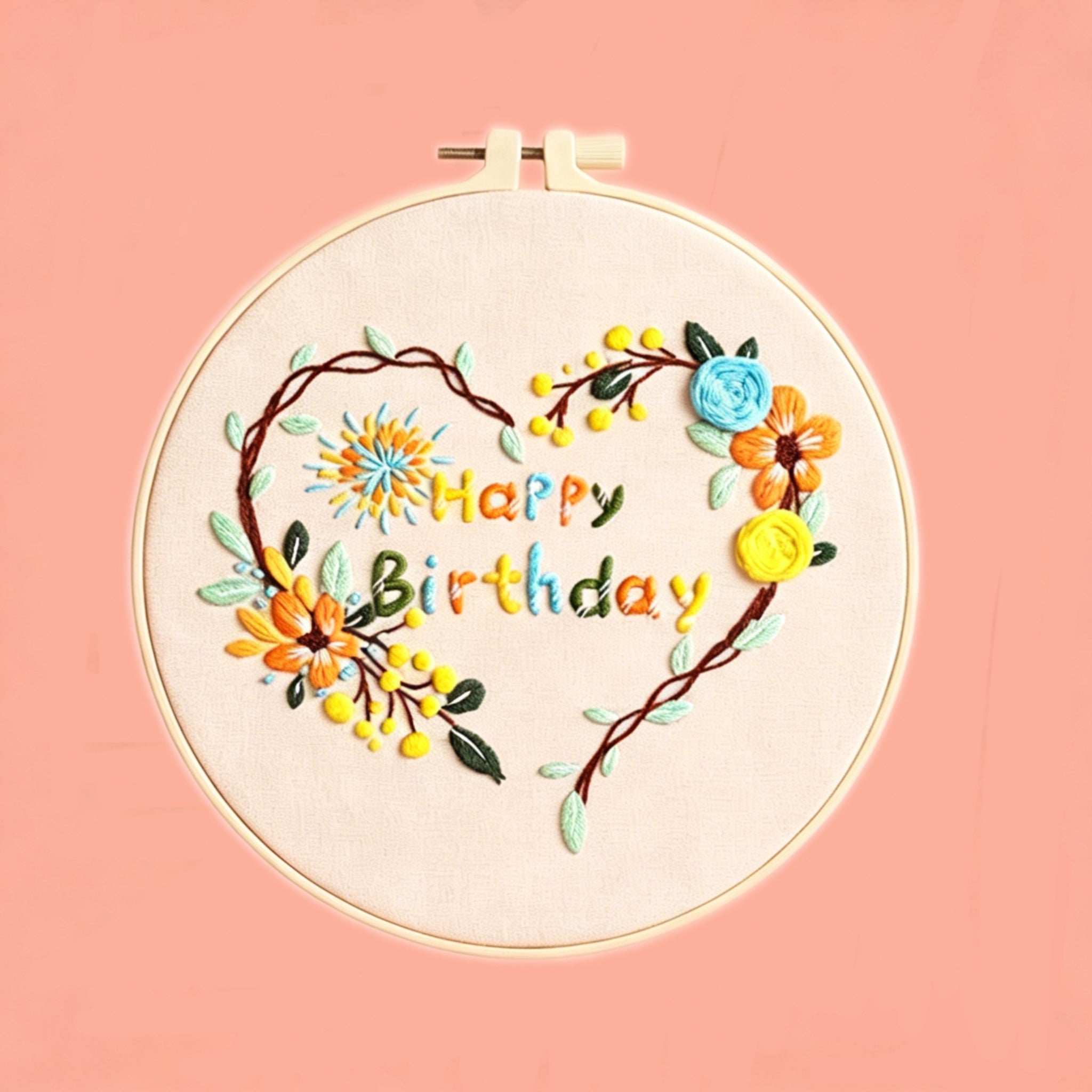 Birthday Heart Wreath Embroidery Kit
