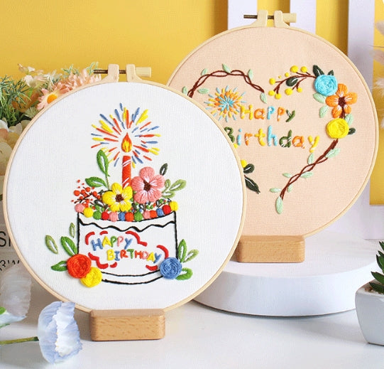 Birthday Heart Wreath Embroidery Kit