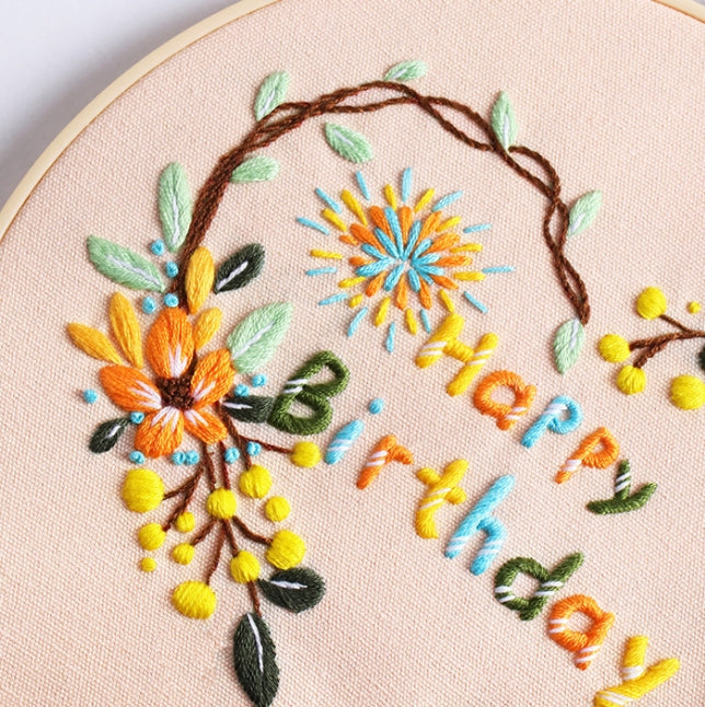 Birthday Heart Wreath Embroidery Kit