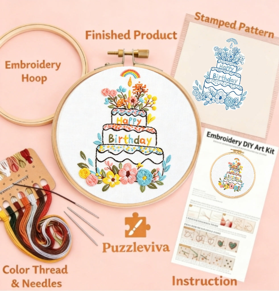 Birthday Cake Embroidery Kit