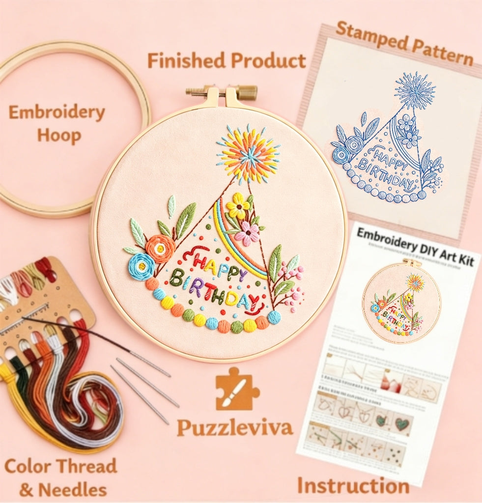 Birthday Party Hat Embroidery Kit
