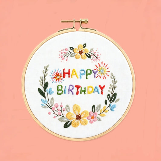 Birthday Floral Wreath Embroidery Kit