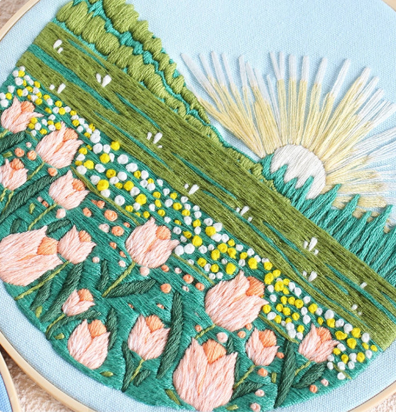 Tulip Mountain Sunrise Embroidery Kit