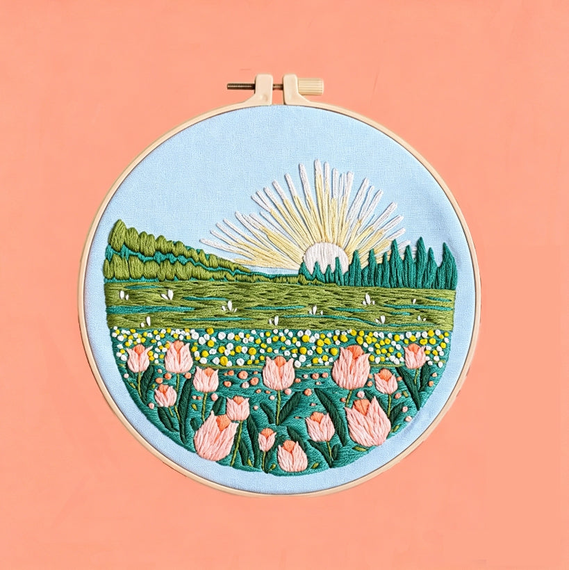 Tulip Mountain Sunrise Embroidery Kit