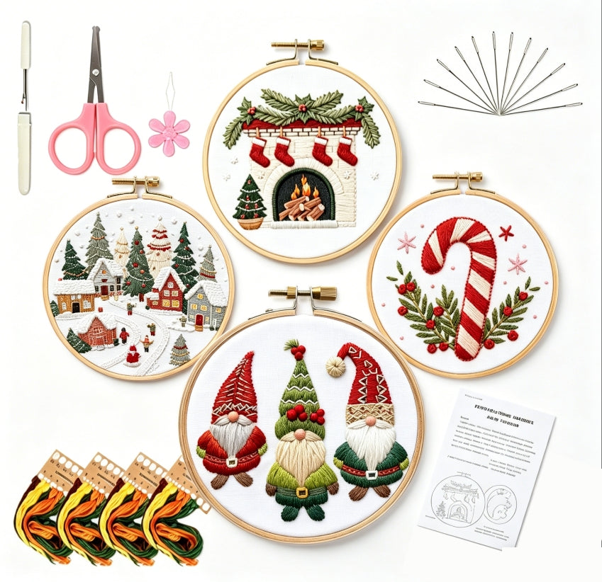 Cozy Christmas Gnome Embroidery Kit