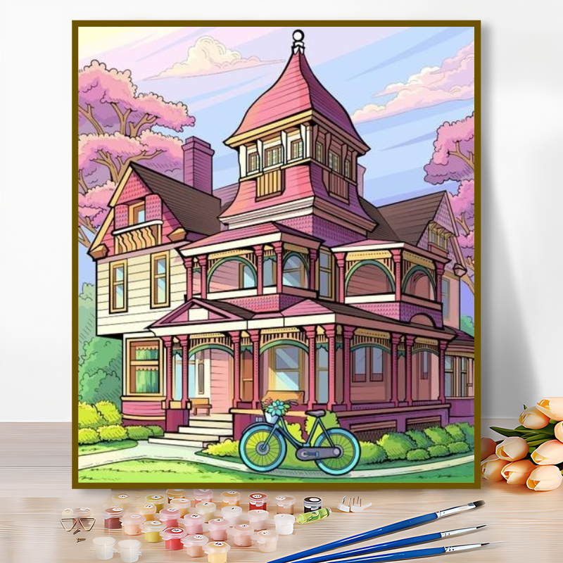 Victorian House Paint by Numbers – Elegant Vintage Home DIY Art