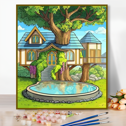 Fairytale Treehouse Paint by Numbers – Magical Garden Escape Kit