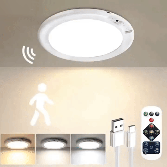 Smart Wireless Ceiling Light | 3-Second Magnetic Setup (Damage Free & Rechargeable）