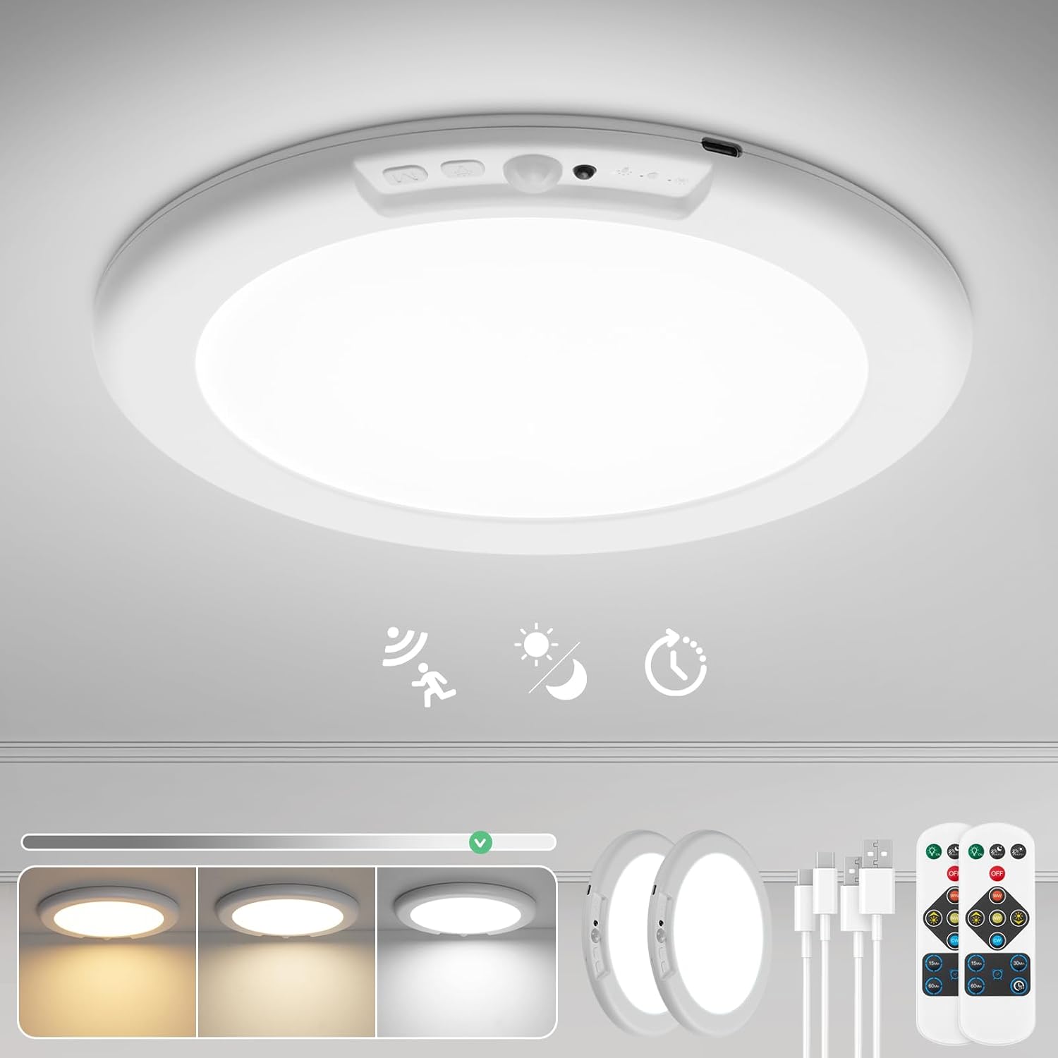 Smart Wireless Ceiling Light | 3-Second Magnetic Setup (Damage Free & Rechargeable）