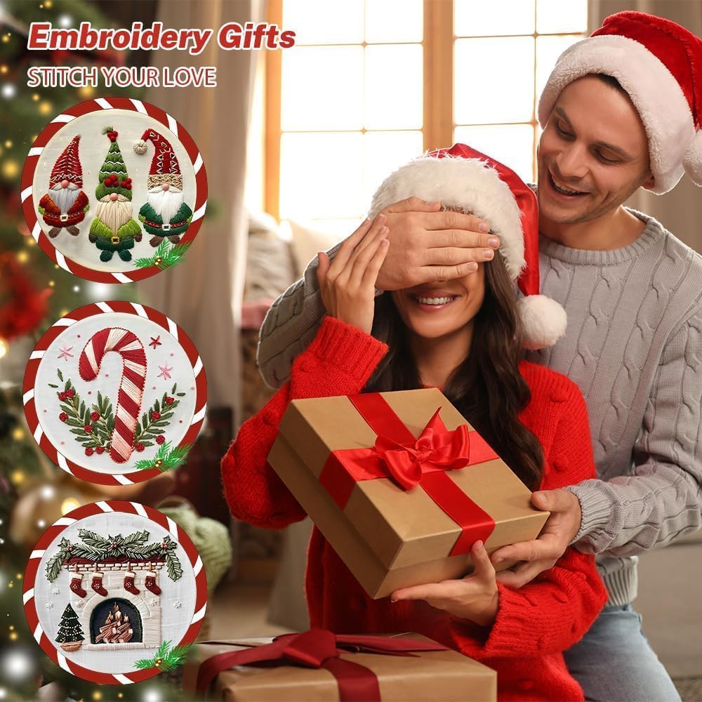 Cozy Christmas Candy Cane Embroidery Kit