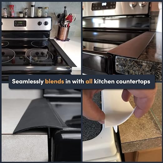 Stove Gap Covers – Silicone & Stainless Steel Kitchen Gap Filler (2 Pack, Easy Clean & Heat Resistant)