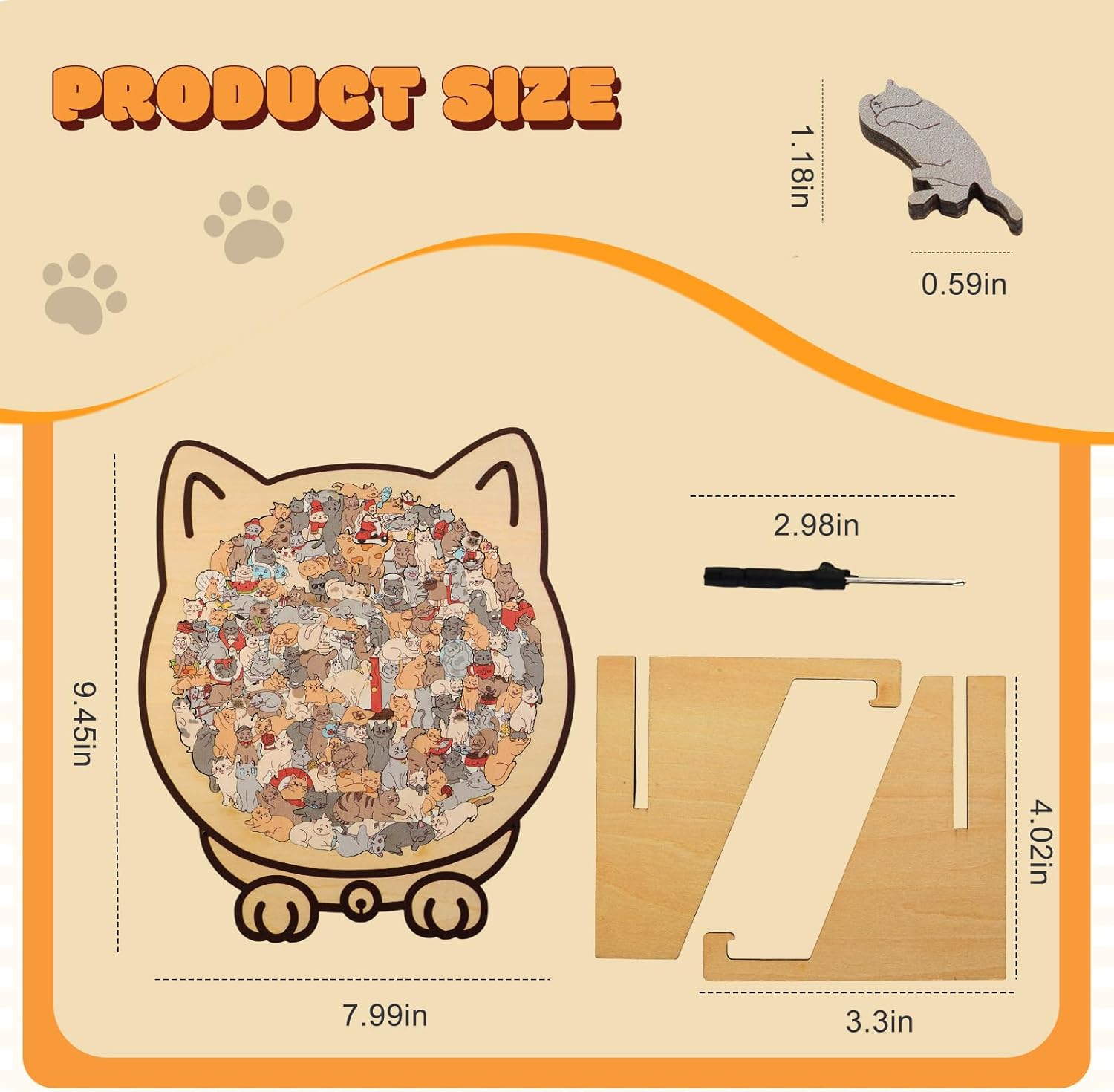 Cat Shaped Wooden Jigsaw Puzzle