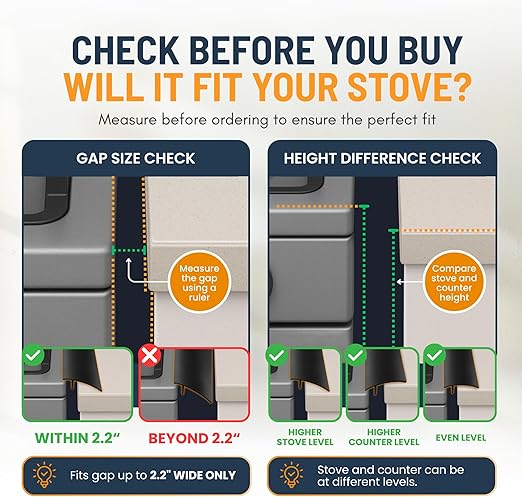 Stove Gap Covers – Silicone & Stainless Steel Kitchen Gap Filler (2 Pack, Easy Clean & Heat Resistant)