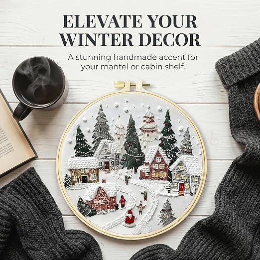 Cozy Christmas Holiday Village Embroidery Kit