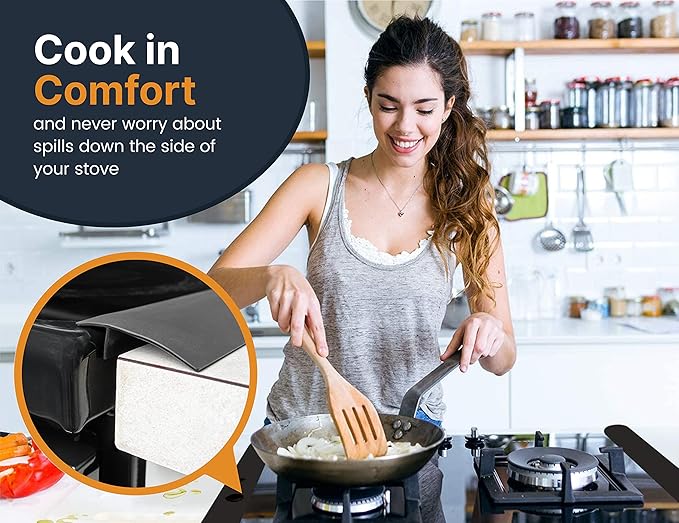 Stove Gap Covers – Silicone & Stainless Steel Kitchen Gap Filler (2 Pack, Easy Clean & Heat Resistant)