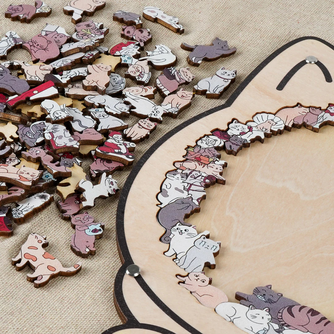 Cat Shaped Wooden Jigsaw Puzzle