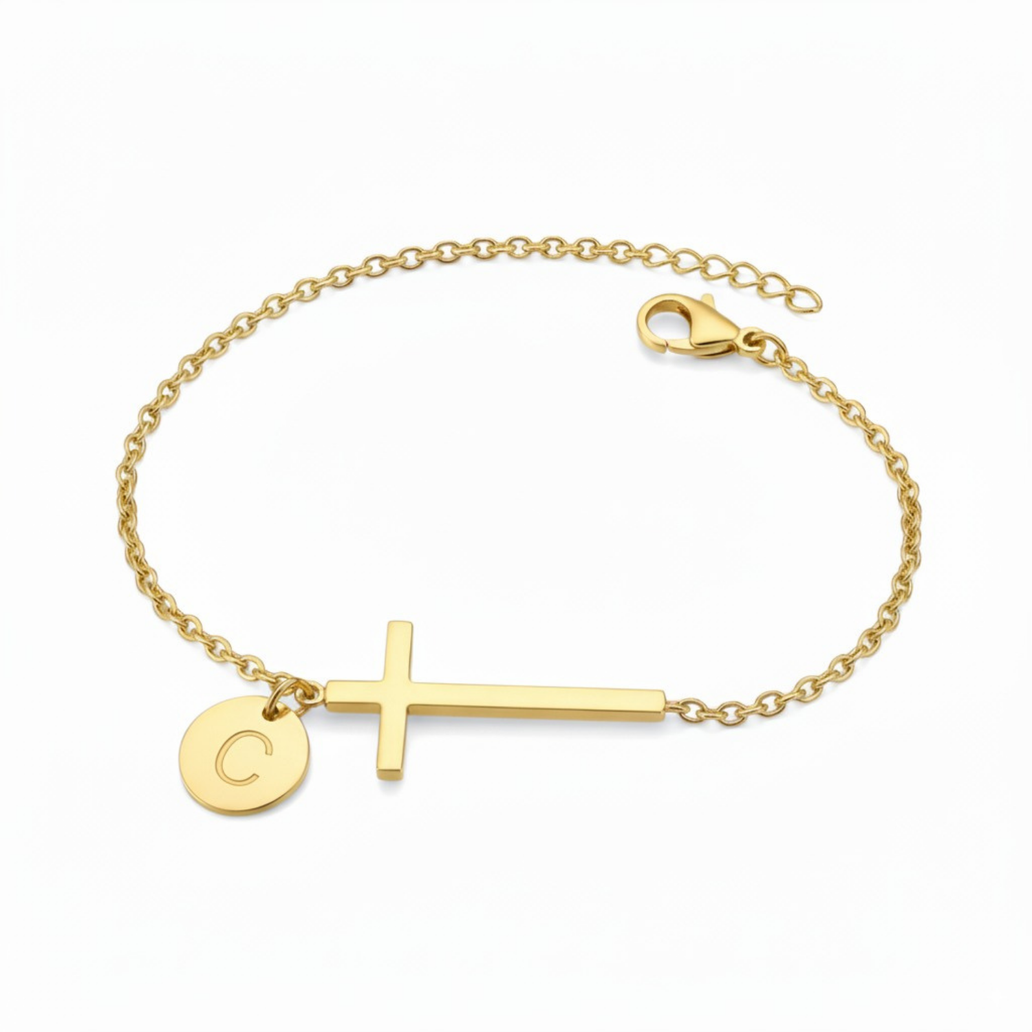 Cross Initial Bracelet