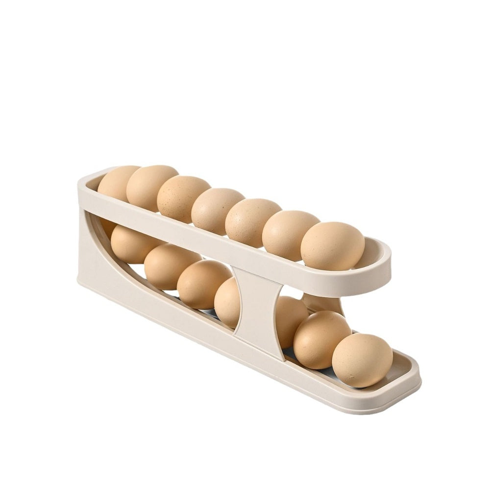 Automatic Rolling Egg Rack - 2-Tier Refrigerator Egg Organizer
