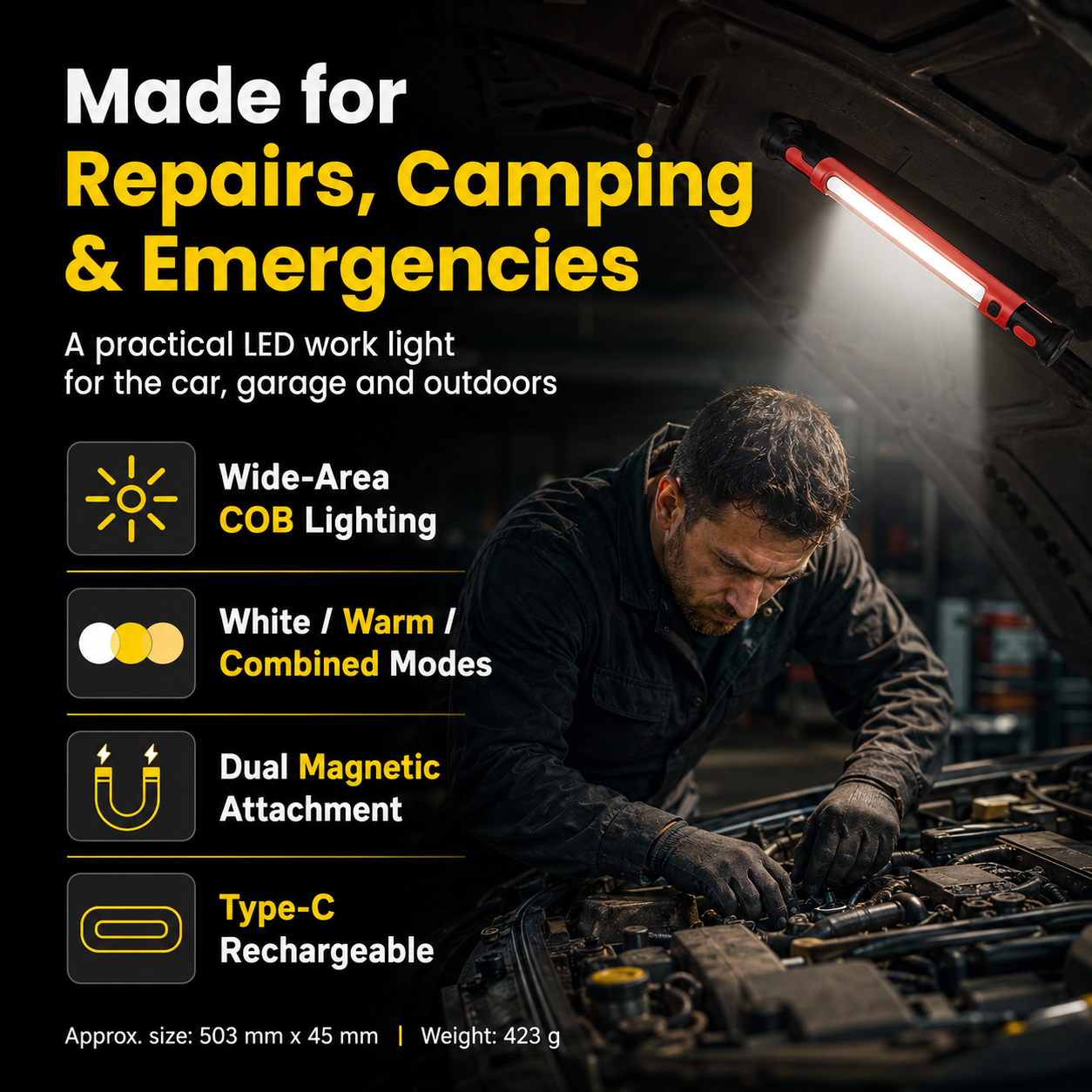 Under Hood Work Light Bar