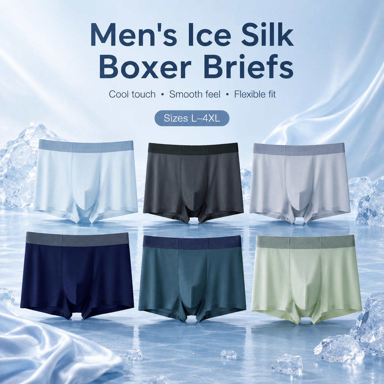 Men's Ice Silk Underwear Boxer Briefs