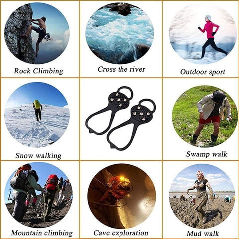 Grampos de gelo para sapatos e botas | Grampos antiderrapantes para caminhadas na neve e no gelo